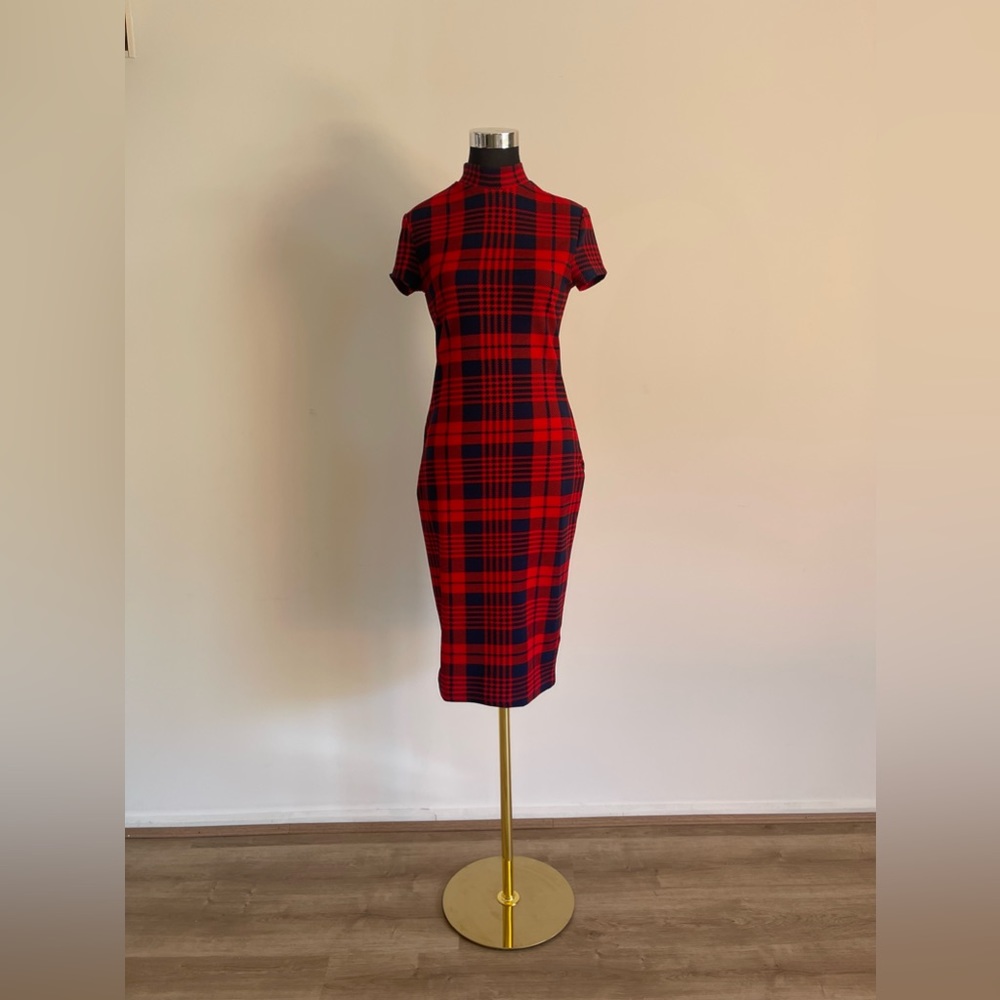 Tartan midi turtle neck dress - Picture 2 of 8